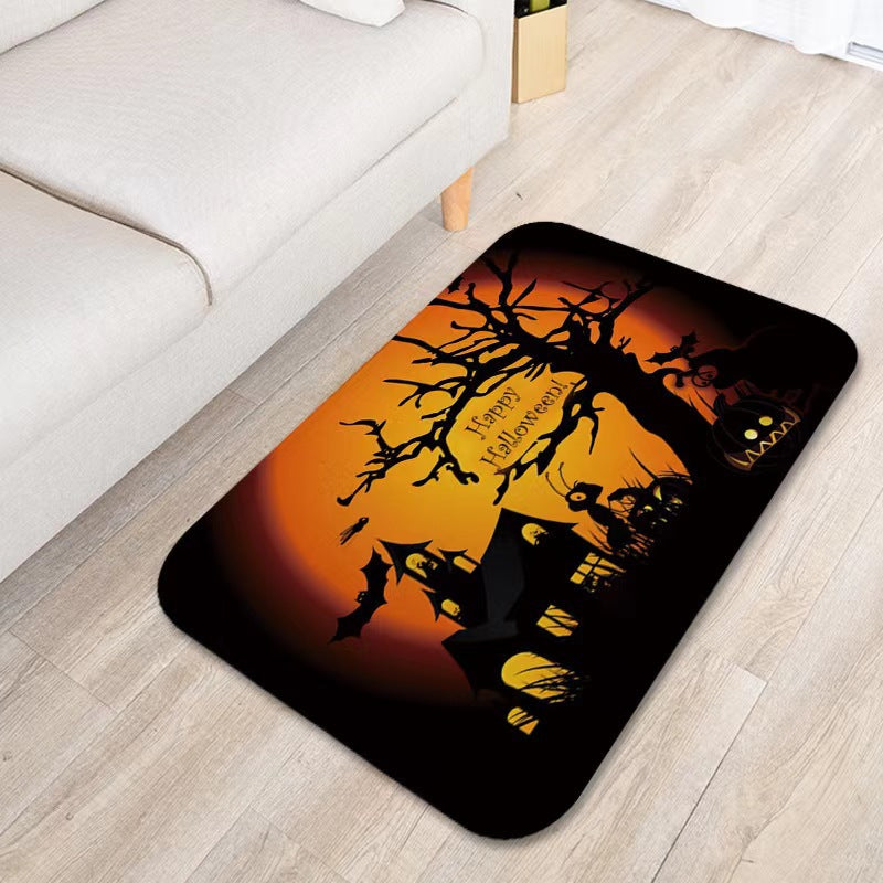 temu Amazon Halloween horror blood red footprints floor mats home bathroom entrance door mats absorbent non-slip mats