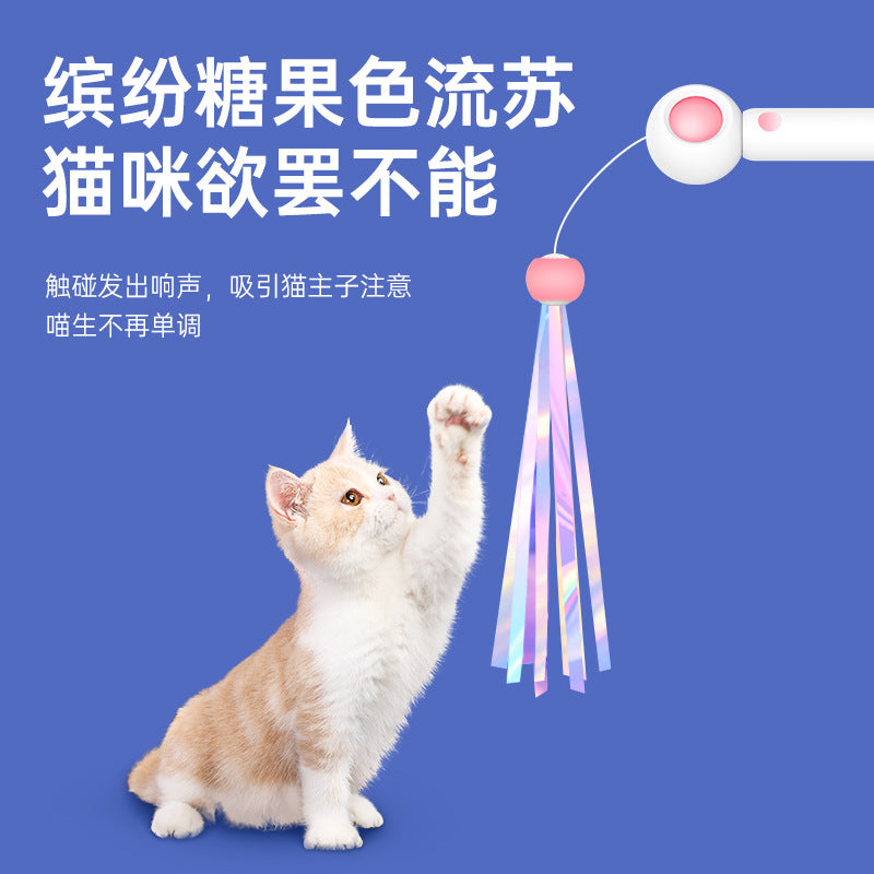 Gravity tease cat stick cat self hi fairy feather bell replacement can add catnip pet supplies kitten toy