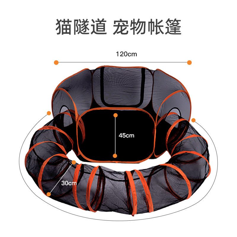 Cross-border new outdoor folding cat tunnel tent two-piece cat bed toy household pet cat channel wholesale