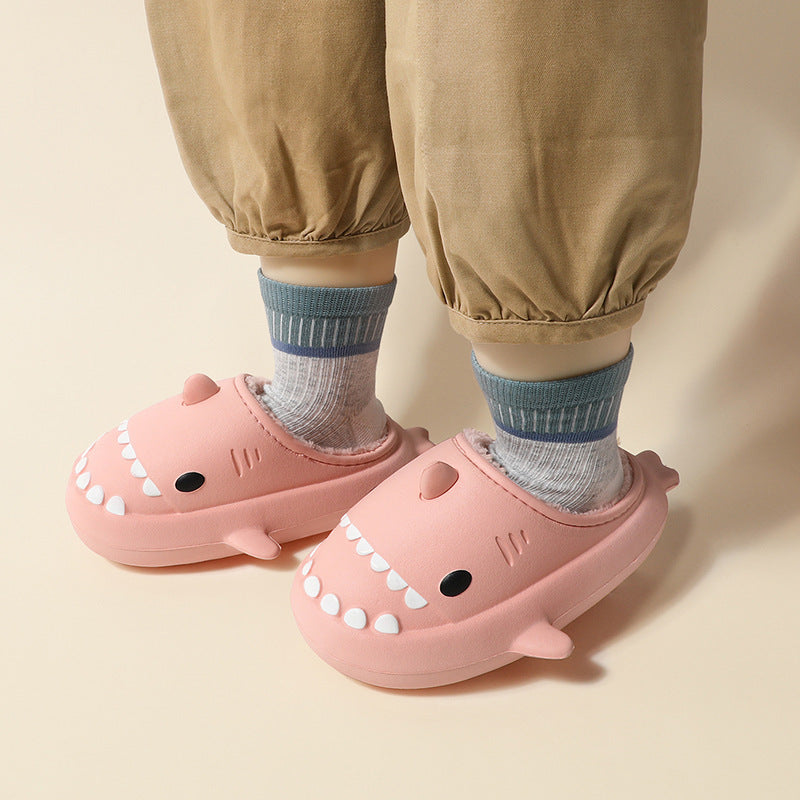Children's eva slippers autumn and winter soft bottom home three-dimensional cartoon shark cotton drag indoor baby waterproof thick bottom slippers