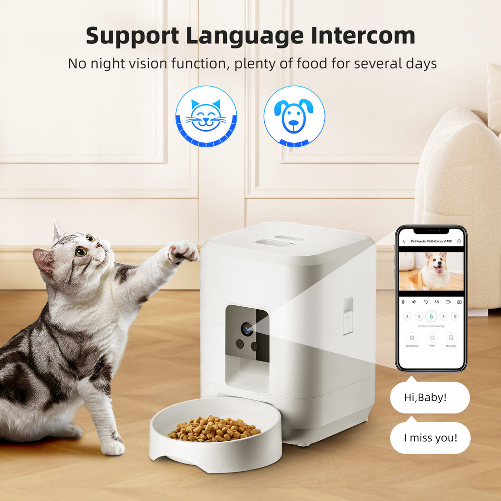Pet smart feeder timed quantitative cat automatic feeding machine wifi remote video dog feeding machine