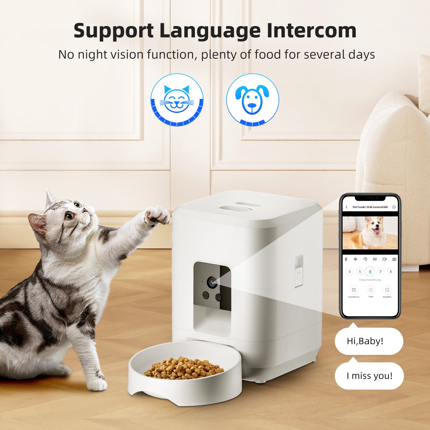 Pet smart feeder timed quantitative cat automatic feeding machine wifi remote video dog feeding machine