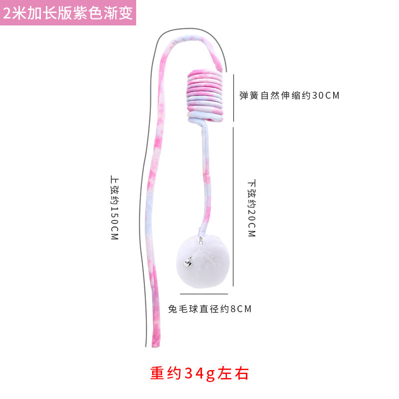Pet supplies factory direct sales self-hi suction cup spring rabbit hair ball cat toy retractable hanging swing cat toy