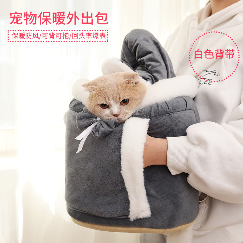 Manufacturers directly supply cat bag winter warm outing portable cat outing bag carrying bag large capacity crossbody pet bag