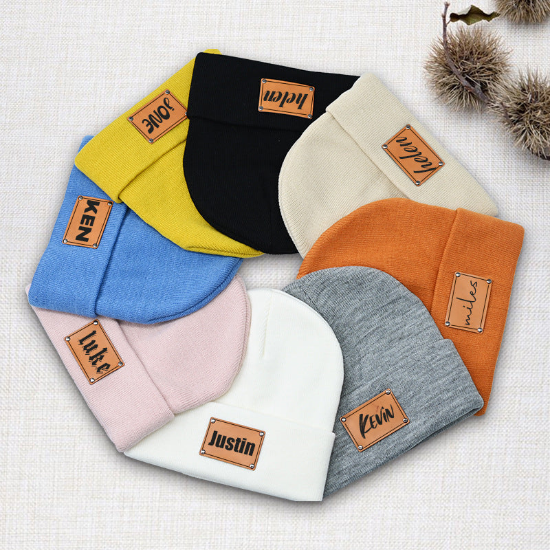 Engraved beanie, knitted baby beanie for toddlers boys girls adults