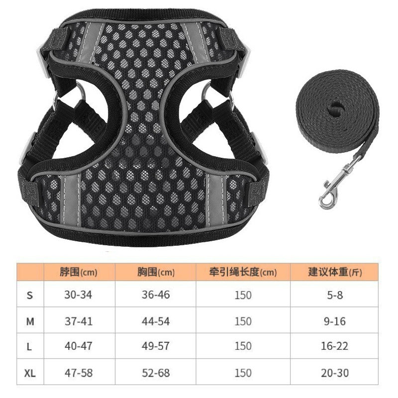 Pet leash, dog harness for outdoor use, pet clothes, dog leash, half-pack cat leash