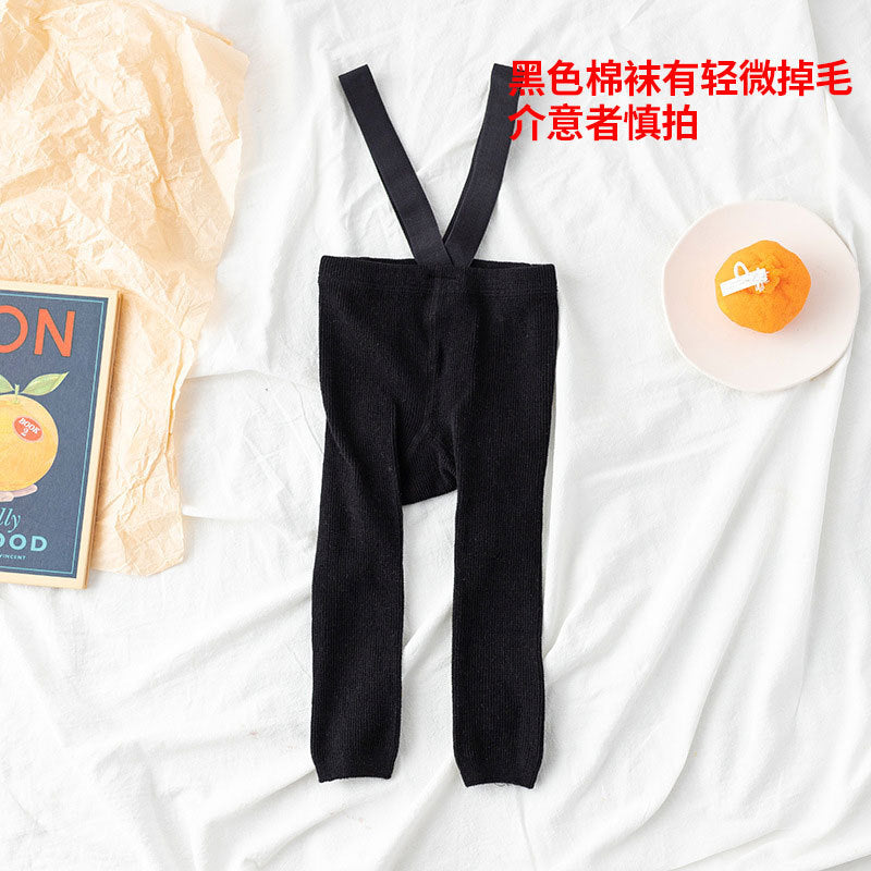 Spanish style spring and autumn high waist suspenders nine-point pants baby big butt leggings baby leggings