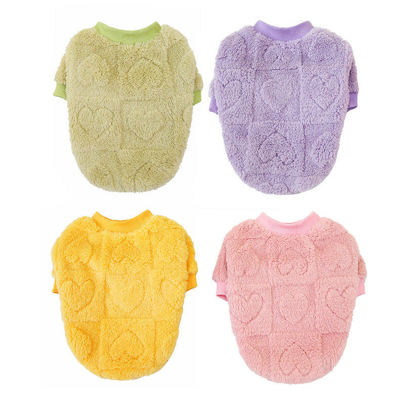 New autumn and winter dog clothes pet clothes super stretch fleece love cute French bulldog Teddy dog clothes