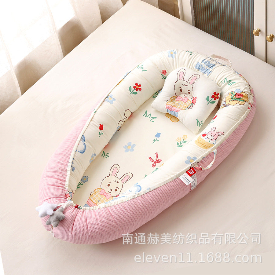 Hemei honeycomb breathable detachable and washable portable baby bed mid-bed bionic baby nest baby pillow travel baby bed