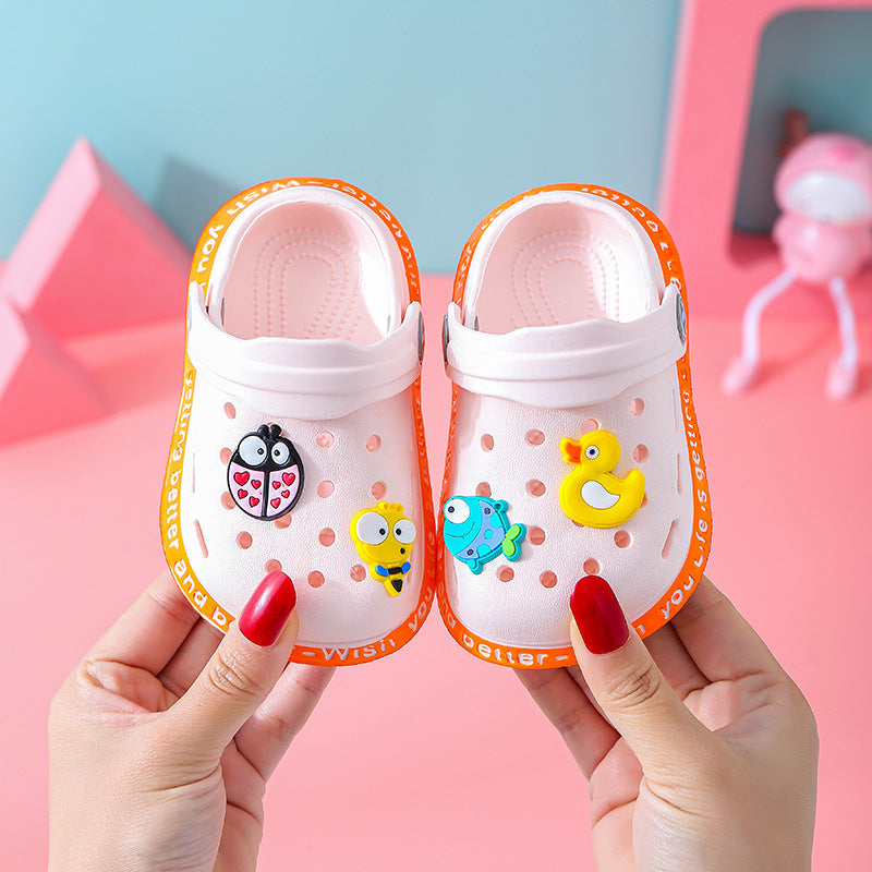 Baby Sandals Boys Summer Toddler Cartoon 1-3 Years Old 2 Girls Baotou Hole Shoes Soft Bottom Non-slip Baby Beach Sandals