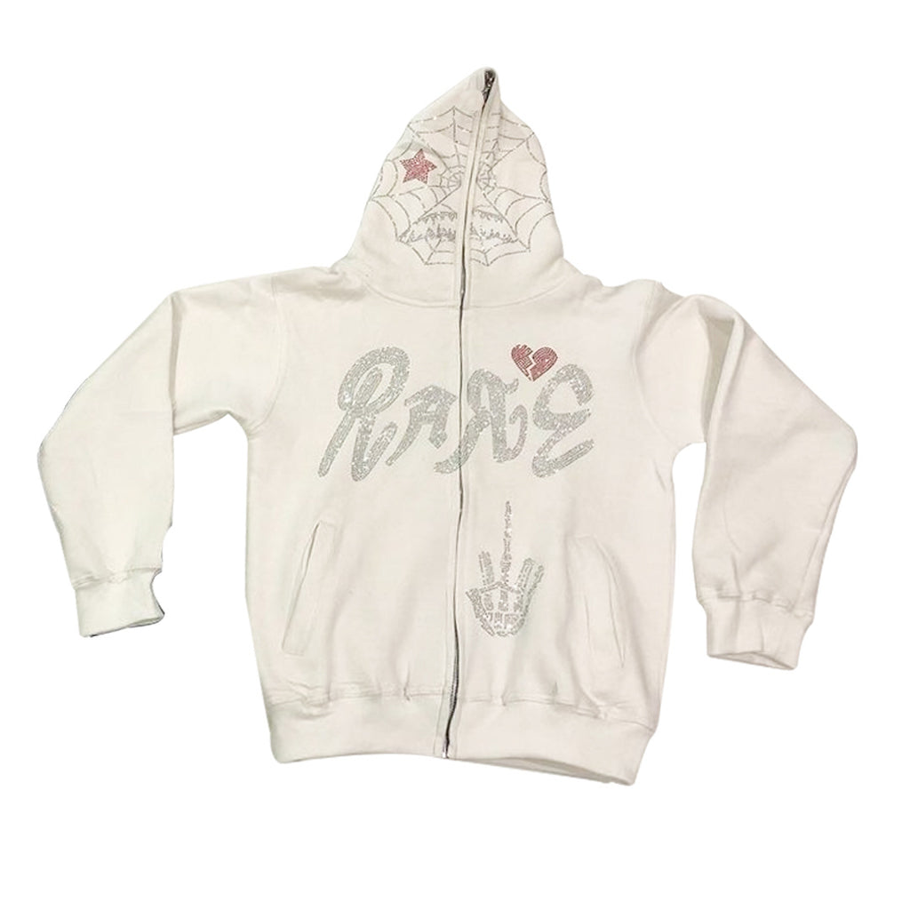 2022 Halloween cross-border new European and American autumn and winter men and women Y2K trend rhinestone loose hooded cardigan sweater