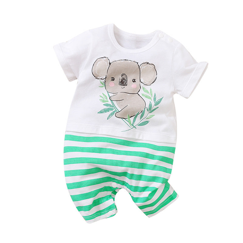 Baby jumpsuit summer clothes baby short-sleeved clothes ins style newborn cartoon animal crawling cotton romper