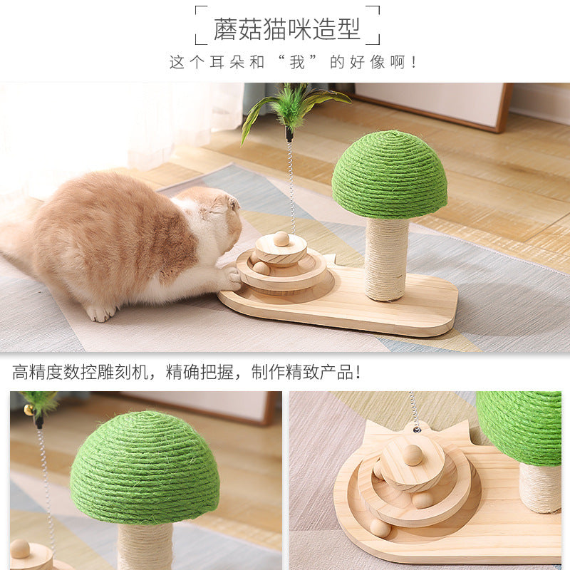 Factory direct supply new cat turntable cat scratching board sisal ball solid wood turntable durable cat toy pet supplies