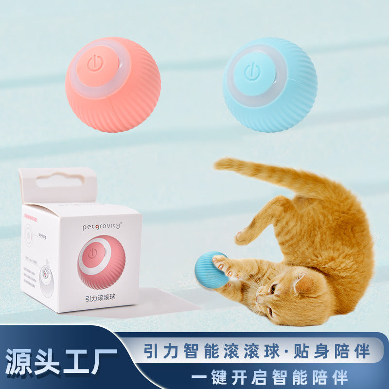 Pet rechargeable bouncing ball cat toy self-healing artifact teasing cat stick USB automatic teasing cat bouncing ball toy