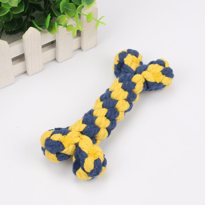 Amazon hot selling pet cotton rope dog toy braided bone shape pet supplies chew-resistant teething dog toy