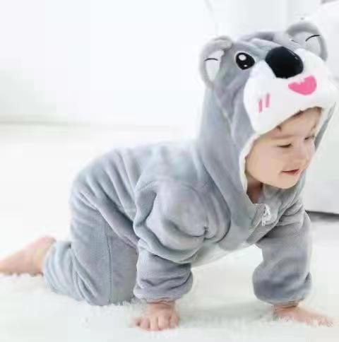 Cross-border autumn and winter baby jumpsuits, newborn clothes, flannel children's animal rompers, baby rompers