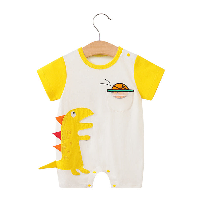 Baby jumpsuit summer clothes baby short-sleeved clothes ins style newborn cartoon animal crawling cotton romper