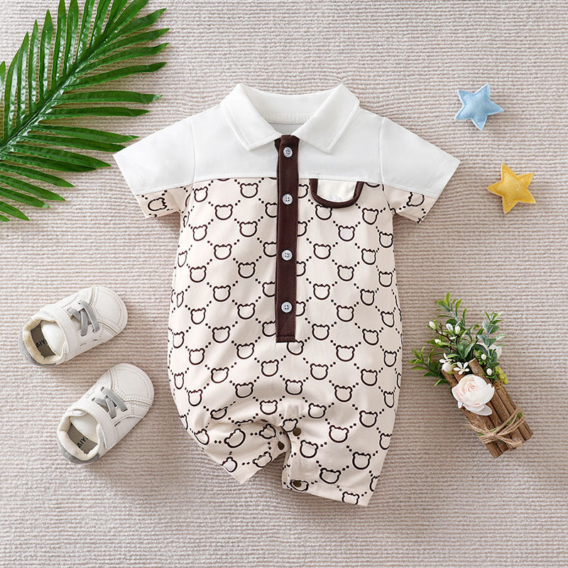 Category A baby clothes short-sleeved cotton cross-border summer foreign trade ins style baby short crawling jumpsuit one piece drop shipping