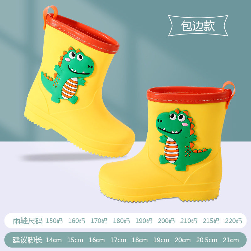 Children's rain boots kindergarten baby new style girls non-slip waterproof rain boots drawstring boy water shoes cartoon high