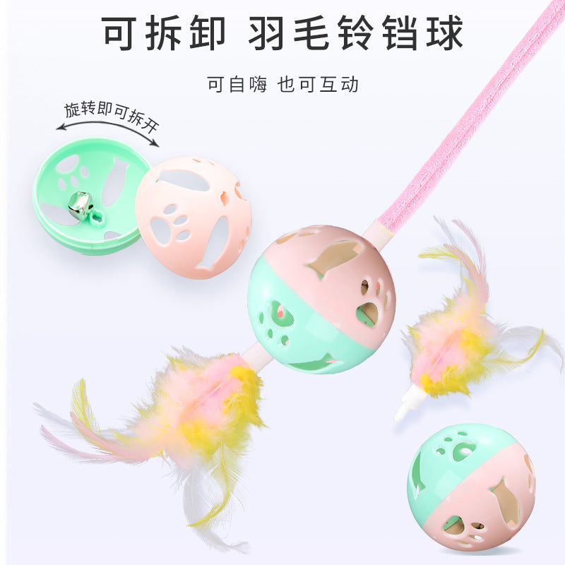 Pet supplies factory direct sales self-hi suction cup spring rabbit hair ball cat toy retractable hanging swing cat toy
