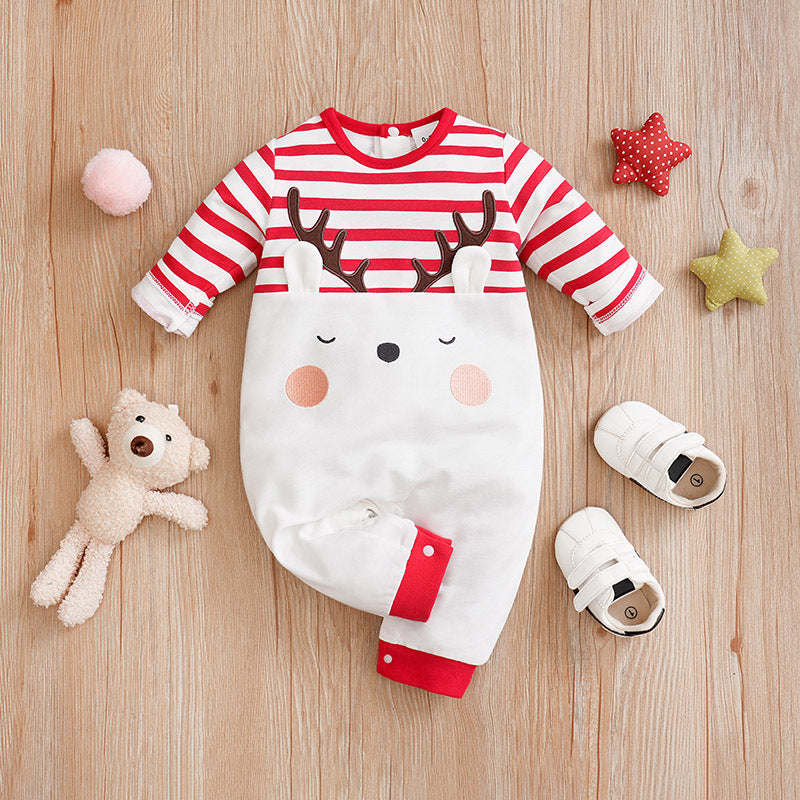 Autumn and winter Christmas baby jumpsuit baby clothes long-sleeved newborn crawling clothes baby Christmas clothing cross-border