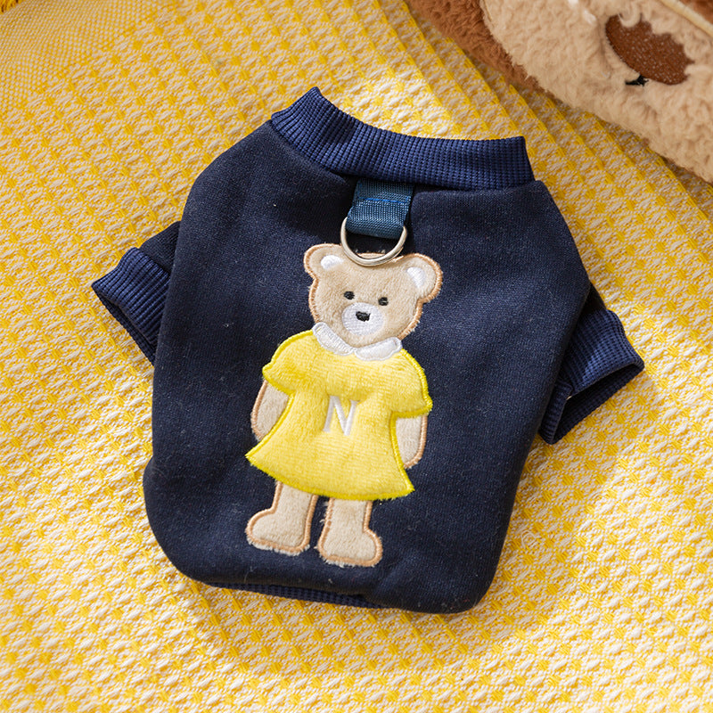 Autumn and winter dog clothes cartoon bear shoulder bag sweatshirt Teddy bear panda universal thin pet clothing