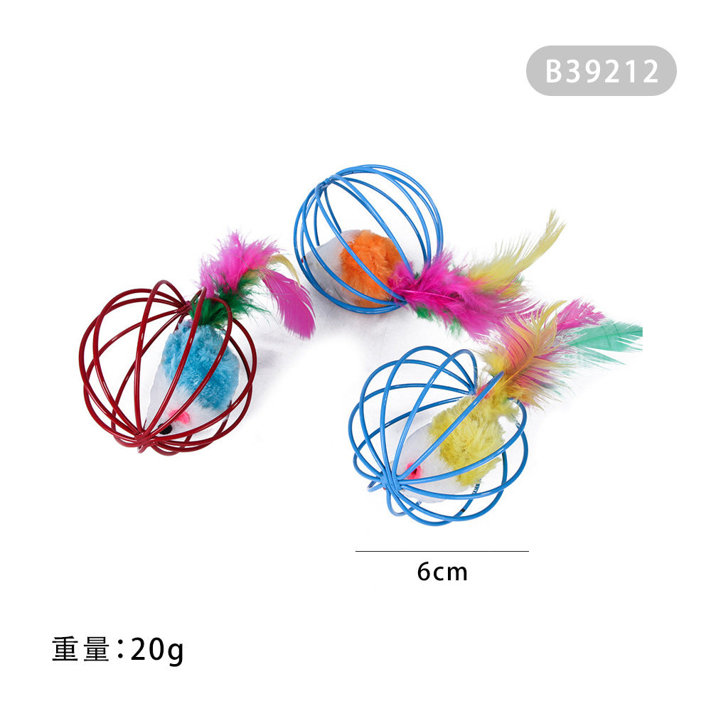 Summary of cat toy combination accessories Plastic bell ball flower drum rainbow ball feather mouse pet cat toy