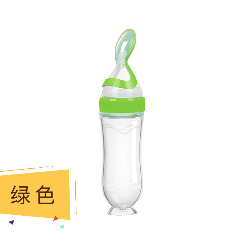 Baby rice cereal bottle silicone baby food spoon rice cereal feeding bottle squeeze spoon rice cereal bottle maternal and child supplies wholesale