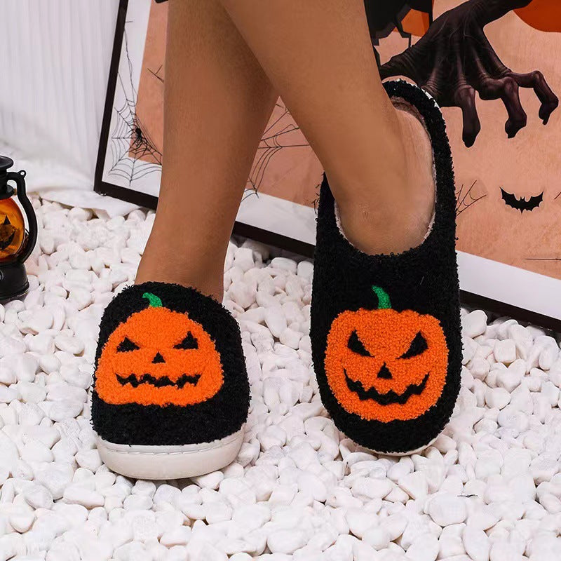 Halloween Collection Cartoon Pumpkin Funny Cotton Mops Winter Couples Indoor Home Cute Thick-soled Plush Cotton Mops