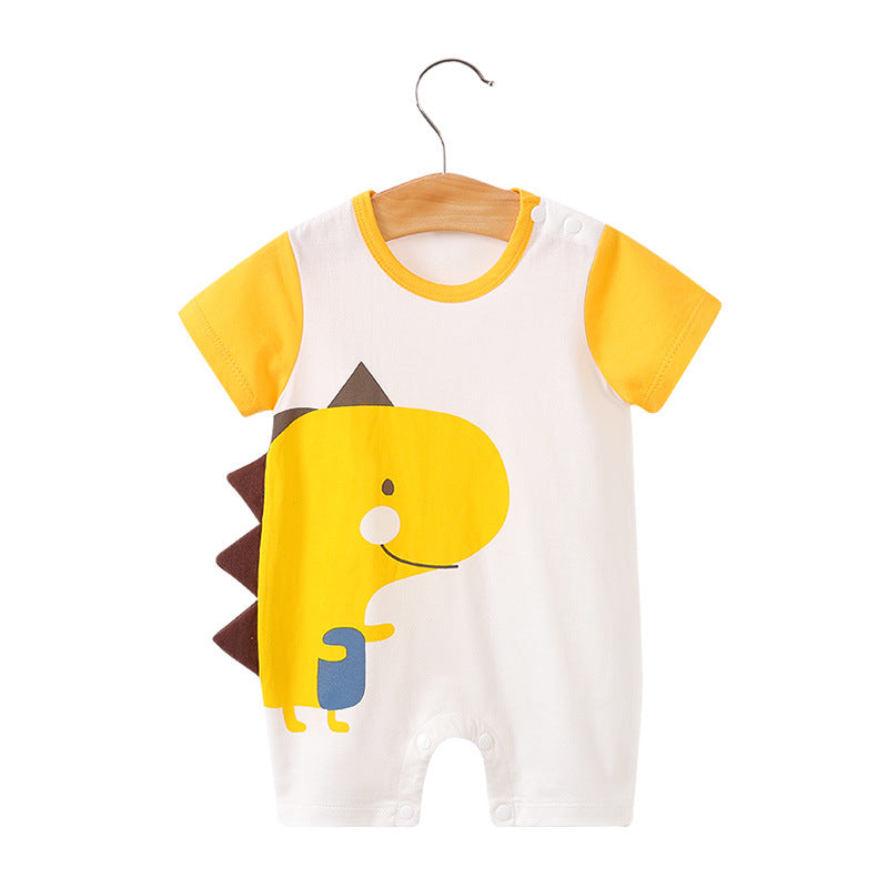 Baby jumpsuit summer clothes baby short-sleeved clothes ins style newborn cartoon animal crawling cotton romper