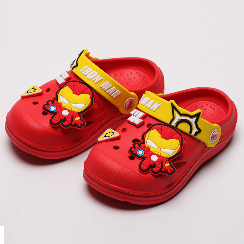 Disney Baotou Anti-collision Iron Man Children's Slippers Summer Indoor Anti-Slip Cartoon Children's Baby Beach Crocs