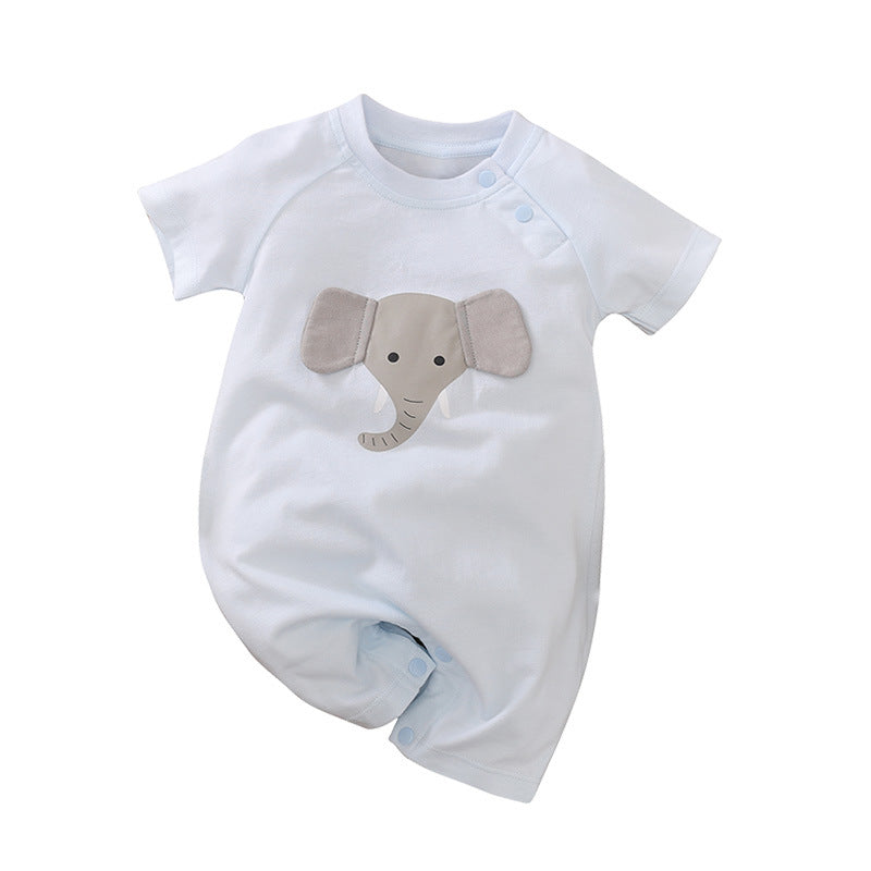 Baby jumpsuit summer clothes baby short-sleeved clothes ins style newborn cartoon animal crawling cotton romper
