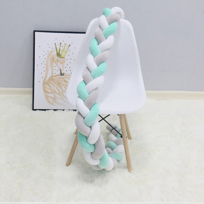 Baby bed circumference ins new hand-woven long knotted ball three-strand braid anti-collision soft bag baby bed circumference
