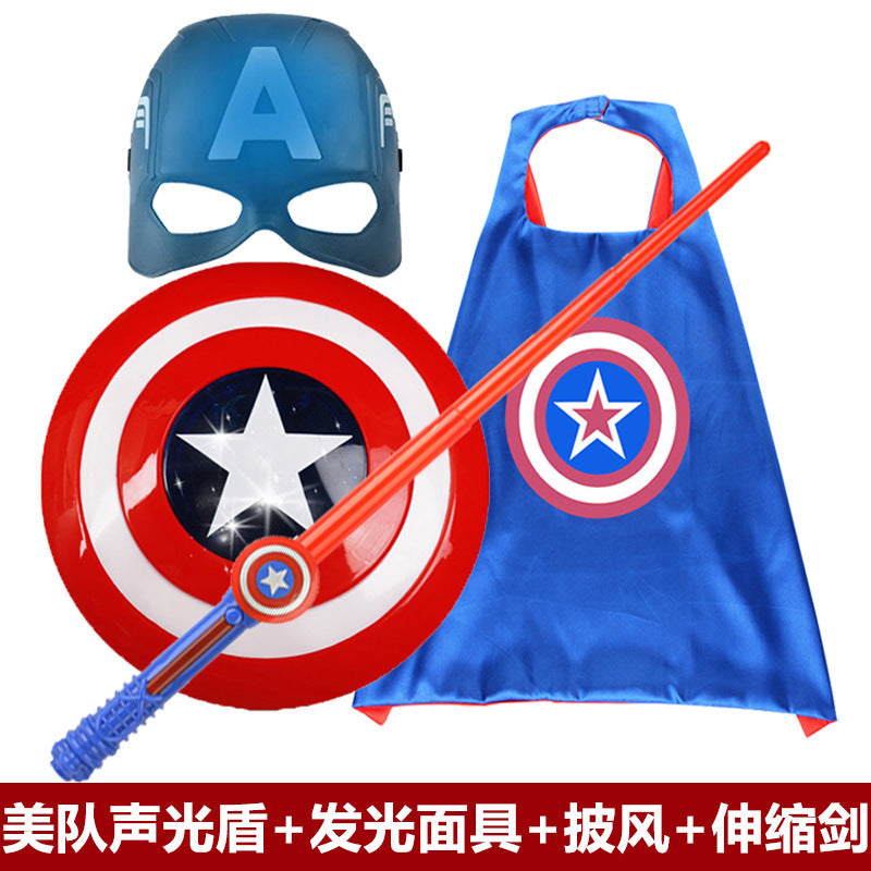 Cross-border Captain America shield launcher deformable boy luminous ejection Marvel Halloween soft bullet toy
