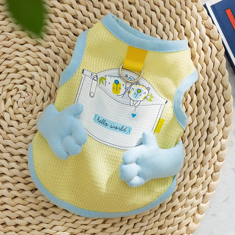 Three-dimensional small flower traction sling spring and summer thin dog clothes Teddy Yorkshire terrier small puppy pet clothes