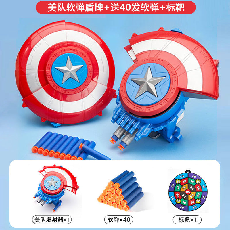 Cross-border Captain America shield launcher deformable boy luminous ejection Marvel Halloween soft bullet toy