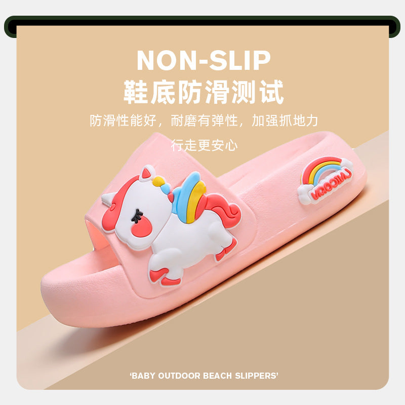 Children's slippers that feel like stepping on shit, summer girls' indoor home soft-soled cute unicorn baby little girl's slippers