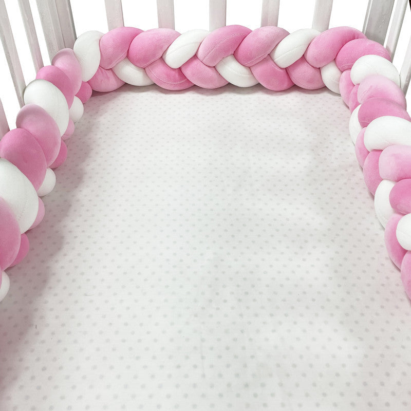Baby crib surround ins new hand-woven long knotted ball three-strand braid anti-collision soft bag baby crib surround