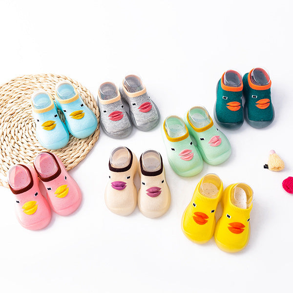 New spring and summer boys and girls children's shoes and socks cartoon little yellow duck boat shoes indoor shallow mouth baby baby toddler shoes outdoor