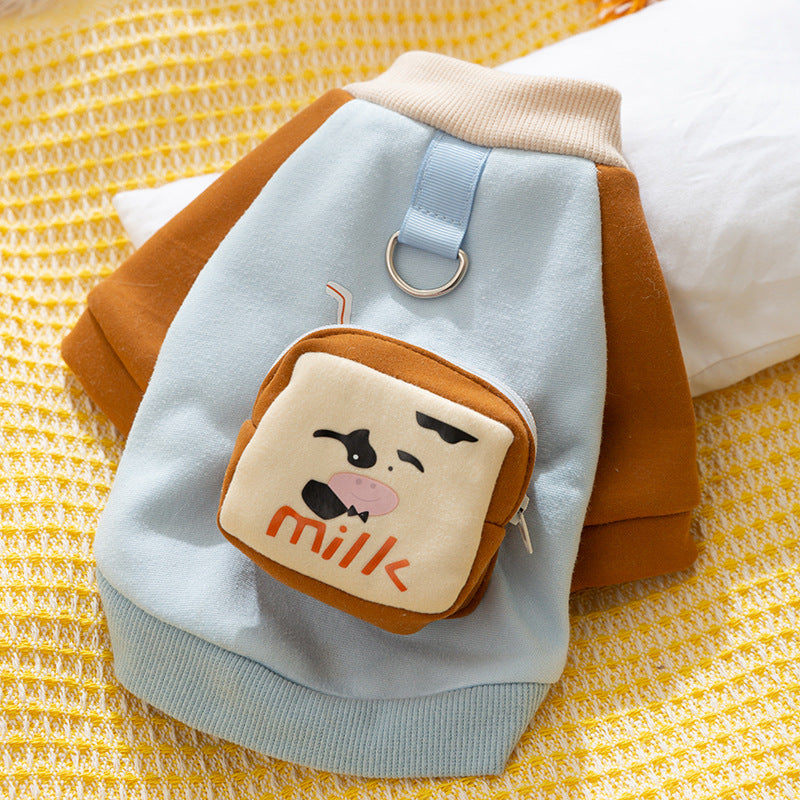 New autumn and winter Korean version dog cute cartoon small and medium-sized dog bear sweatshirt cat Teddy pet dog clothes