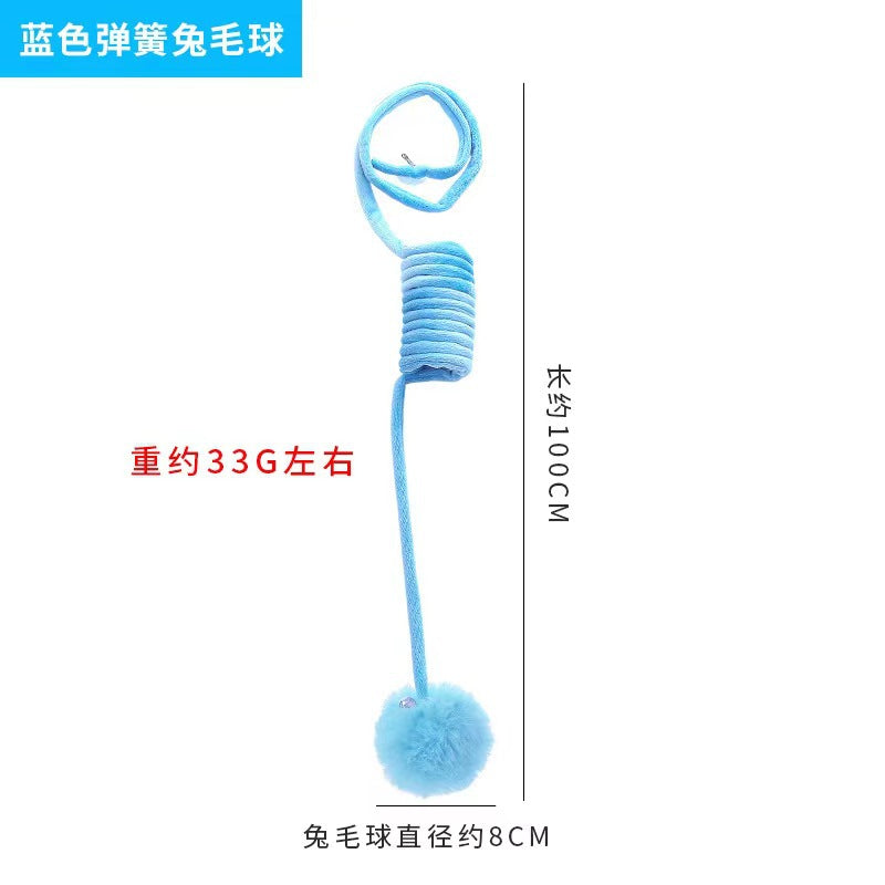 Pet cat toys self-hi suction cup spring rabbit hair ball interactive toys cat toys factory spot cross-border cat toys