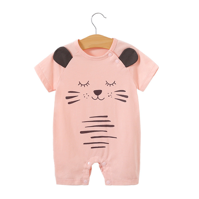 Baby jumpsuit summer clothes baby short-sleeved clothes ins style newborn cartoon animal crawling cotton romper