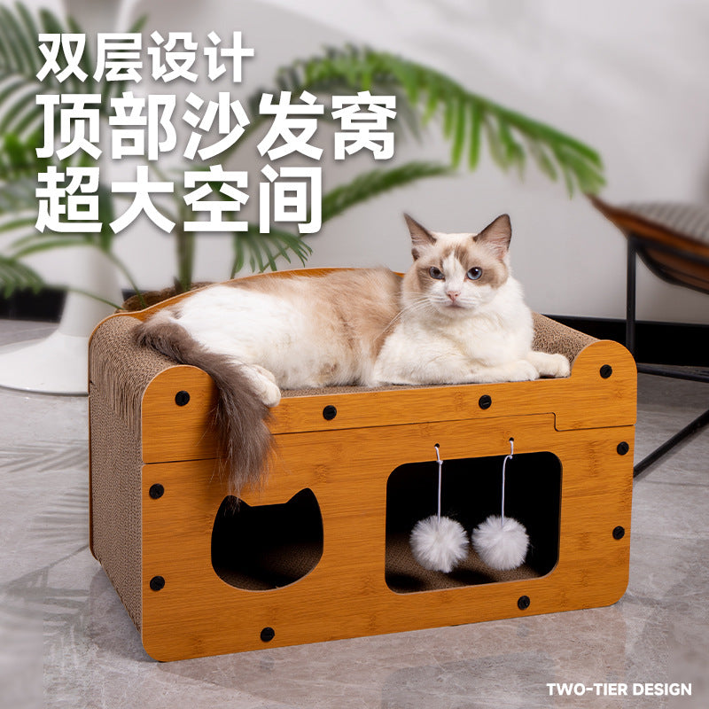 New cat scratching board cat bed integrated wear-resistant scratch-resistant vertical cat claw board cat tunnel toy pet supplies wholesale