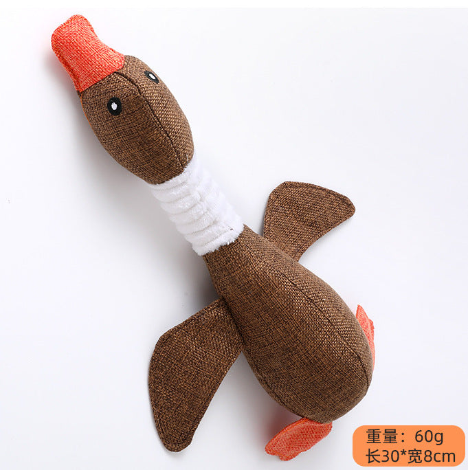 Pet plush sounding toy denim linen wild goose cats and dogs universal simulation cute bite resistant manufacturers wholesale