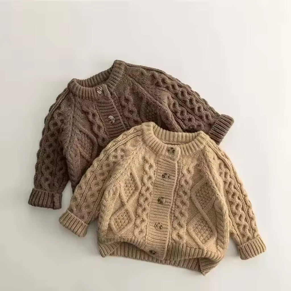 Children's knitted cardigan sweater baby sweater spring and autumn knitted sweater boys and girls thickened coat trendy winter wear