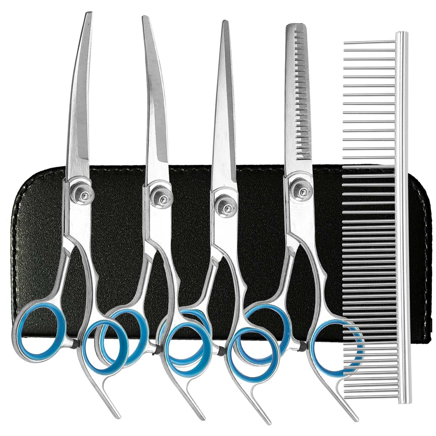 Cross-border wholesale direct sales pet scissors dog hair trimming scissors curved scissors thinning teeth scissors pet grooming scissors