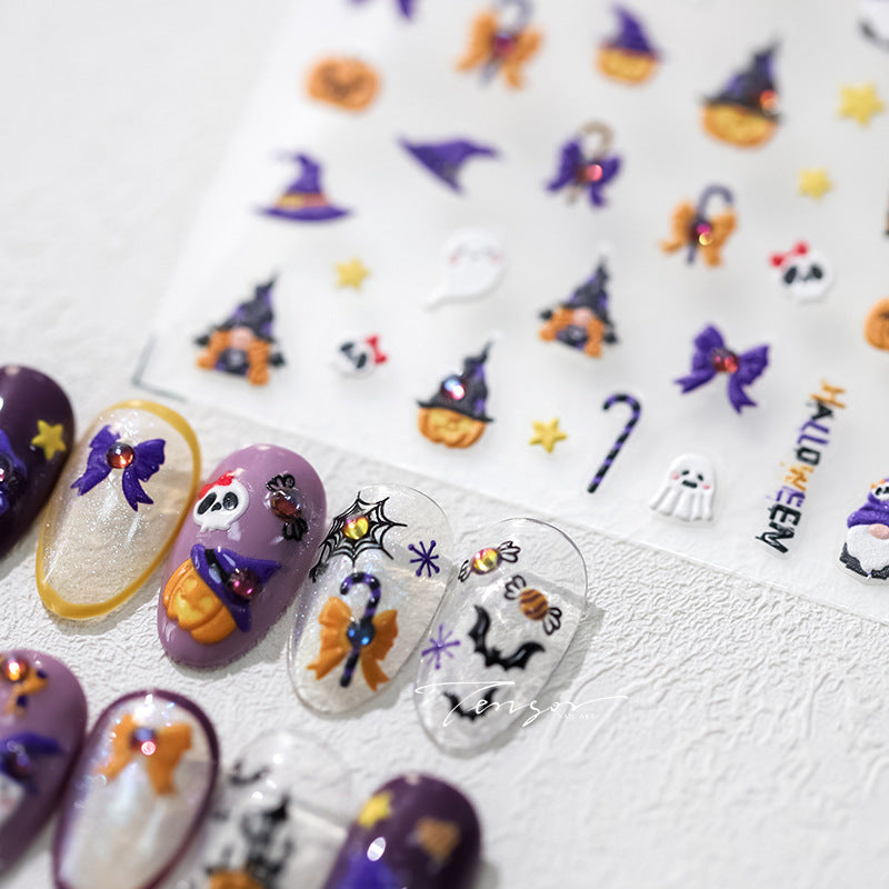 tensor new process Halloween pumpkin nail stickers ins adhesive nail stickers exquisite diamond series TL-079