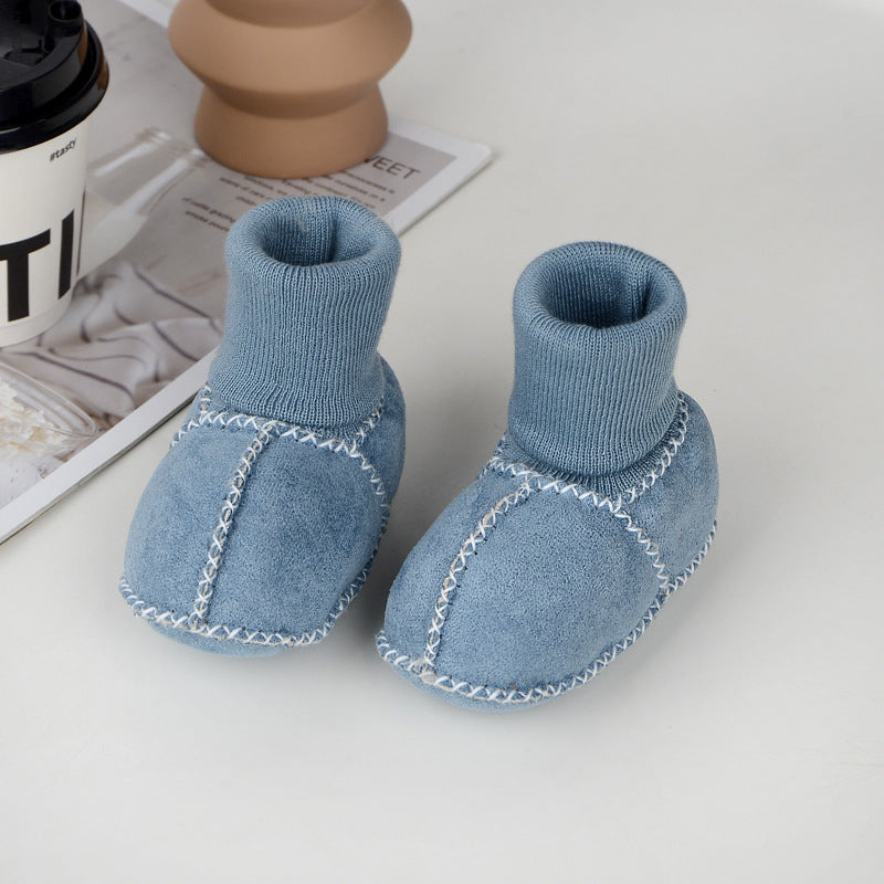 Baby toddler shoes soft sole winter 0-1 years old warm imitation sheepskin fur integrated baby shoes floor socks indoor shoes