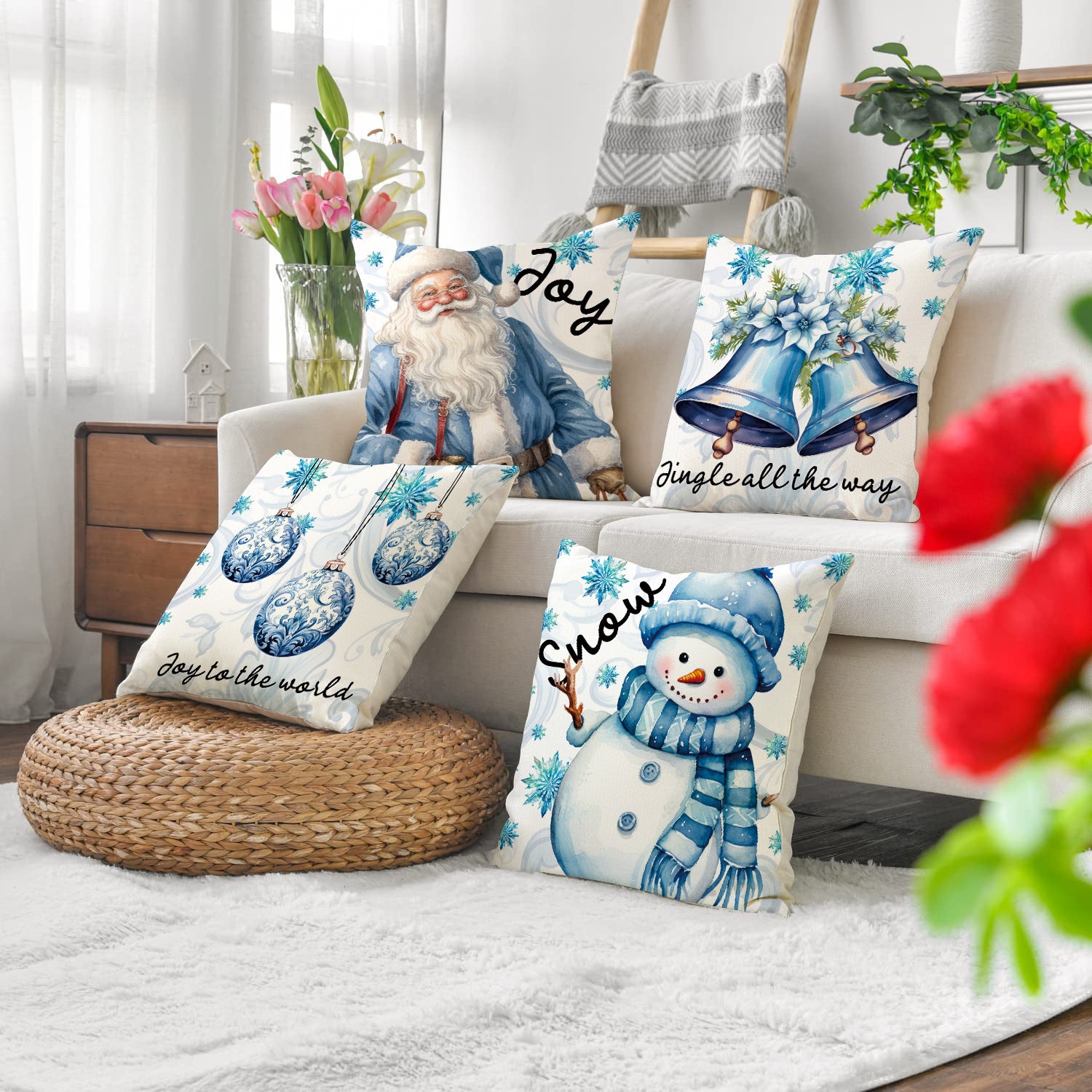 Amazon's new Halloween pillow case cartoon print snowman pillow living room decoration Santa Claus pillow cushion