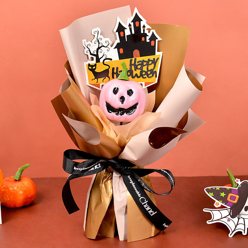 Halloween bouquet Amazon ghost face pumpkin bouquet finished shopping mall party kapok scene layout simulation flower